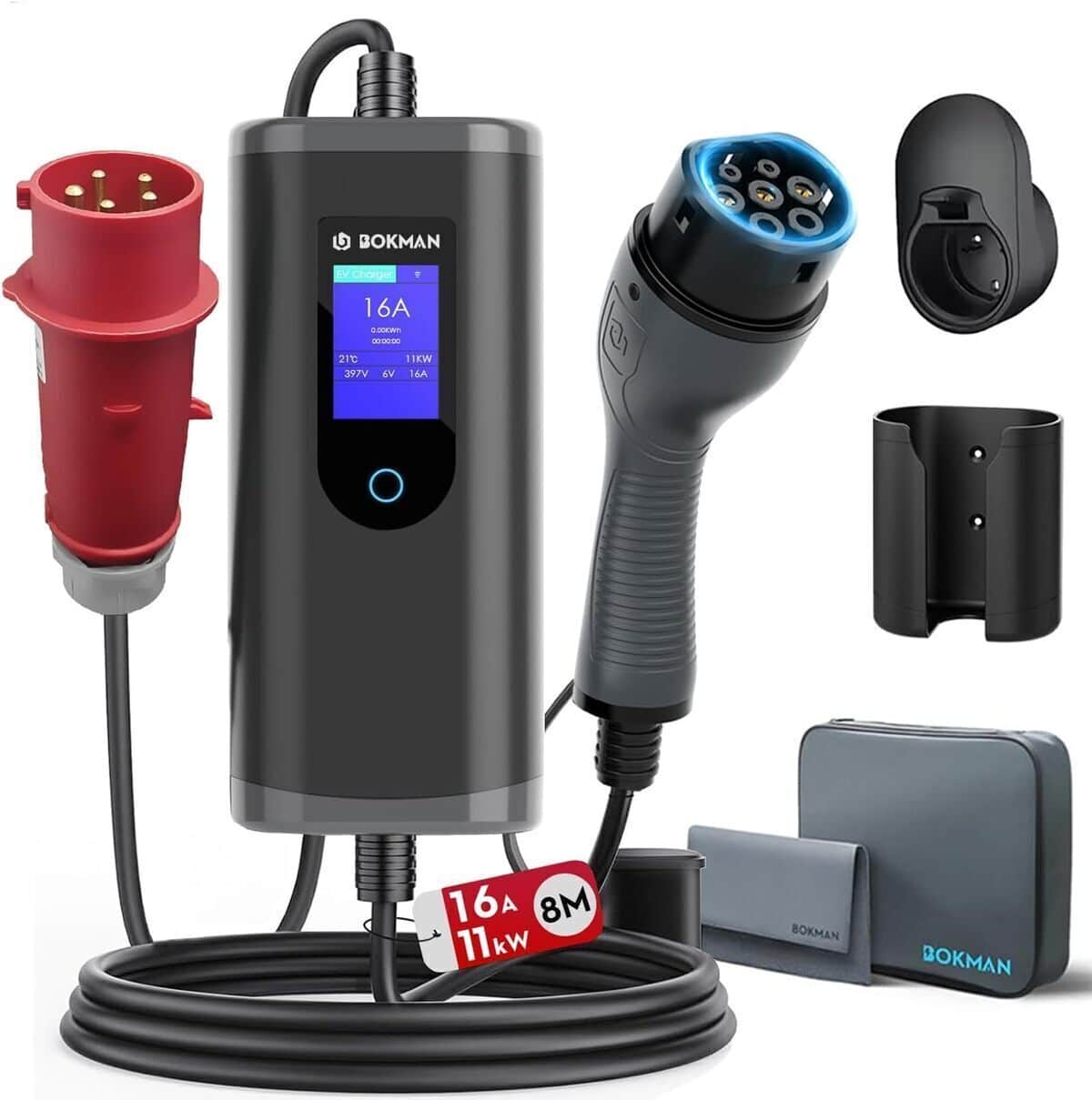 Test du chargeur EV bokman : type 2 triphasé, portable et ajustable 11 kW